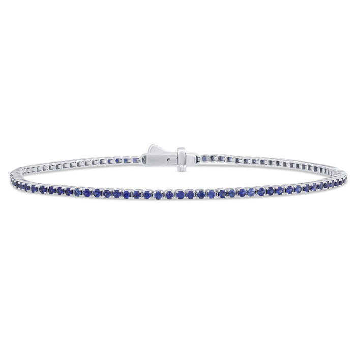 SPECIAL! 1.94cts G SI 14K White Gold Natural Blue Sapphire Tennis Bracelet 7"