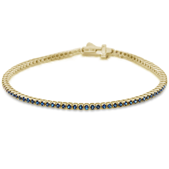 SPECIAL! 1.92cts G SI 14K Yellow Gold Natural Blue Sapphire Tennis Bracelet 7"