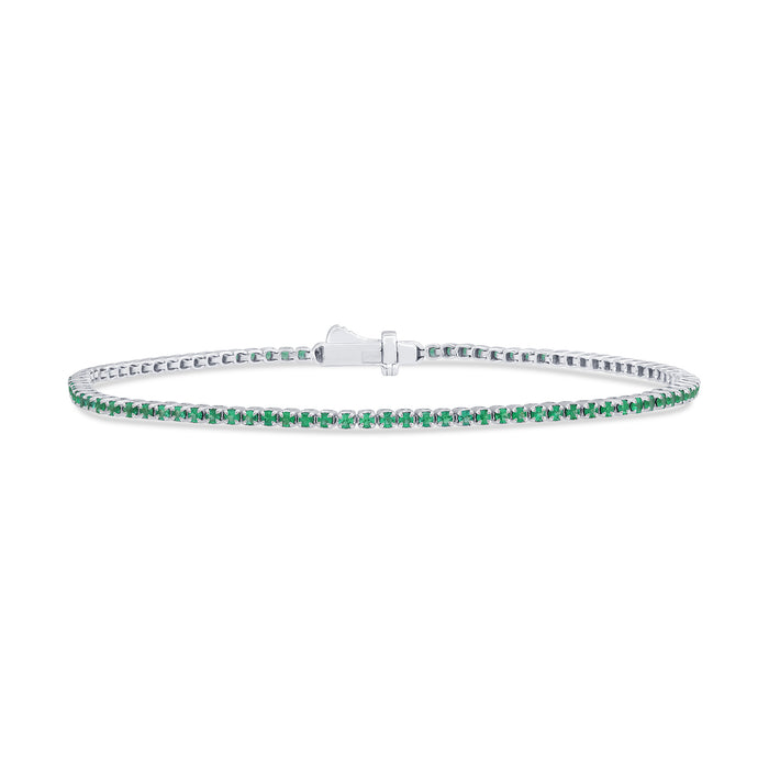 SPECIAL! 1.45ct G SI 14K White Gold Natural Emerald Tennis Bracelet 7"
