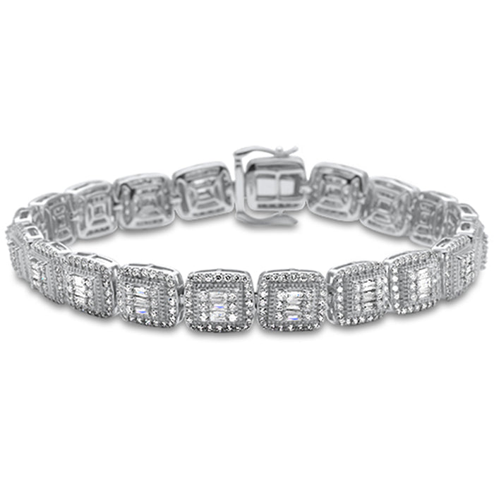 DIAMOND CLOSEOUT! 5.25ct G SI 14K White Gold Baguette & Round Diamond Bracelet 8"