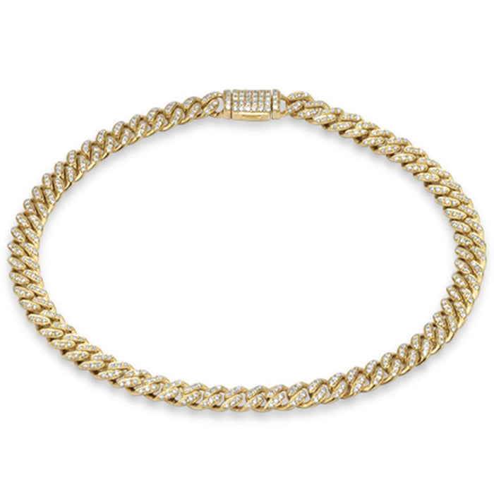 SPECIAL! 5mm 0.68ct G SI 14K Yellow Gold Diamond Round Cuban Bracelet 8"