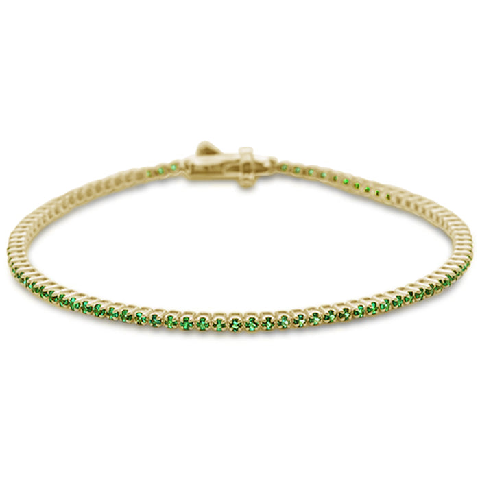 SPECIAL! 1.78ct 14K Yellow Gold Natural Emerald Tennis Bracelet 7"