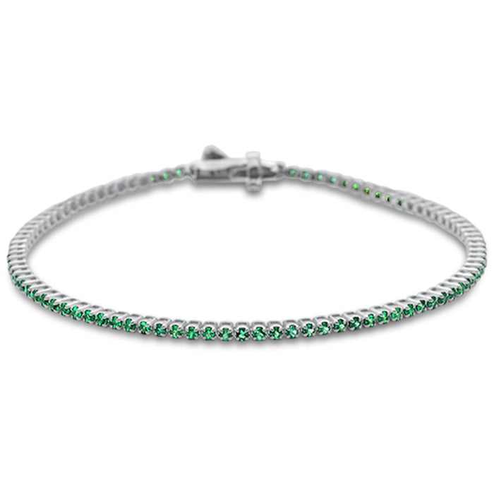 SPECIAL! 1.88ct 14K White Gold Natural Emerald Tennis Bracelet 7"