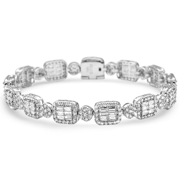 DIAMOND CLOSEOUT! 7.52ct G SI 14KT White Gold Diamond Round & Baguette 8.5"