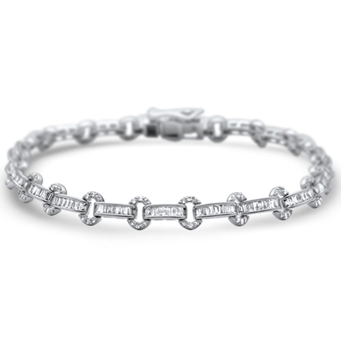 DIAMOND CLOSEOUT! 1.79ct G SI 14K White Gold Diamond Round & Baguette Tennis Bracelet