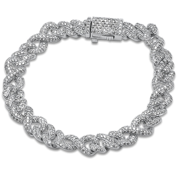 DIAMOND CLOSEOUT! 7.69ct G SI 14K White Gold Infinity Round Diamond Cuban Bracelet 8" Long