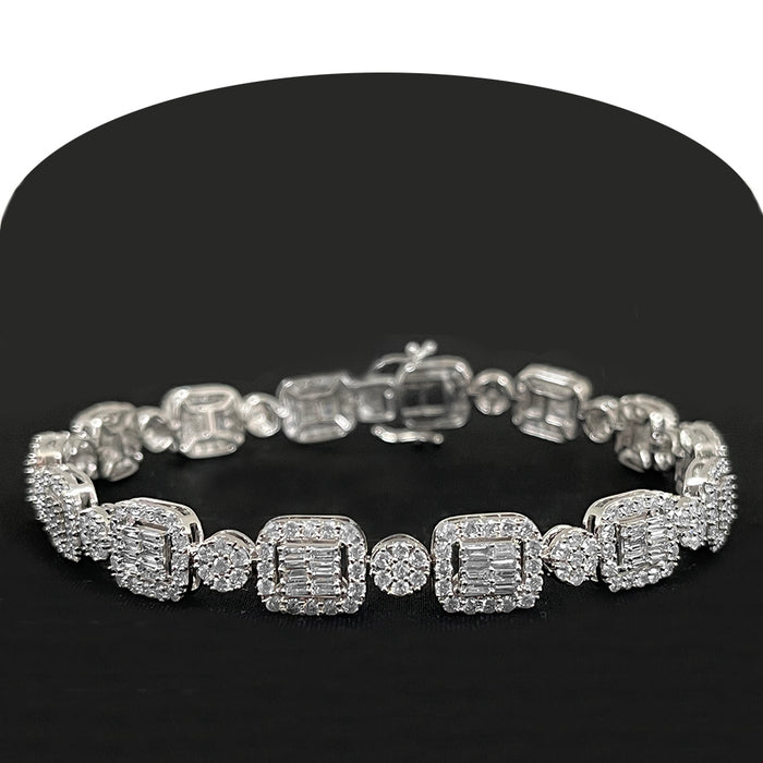 DIAMOND CLOSEOUT! 7.15ct G SI 14KT White Gold Diamond Round & Baguette 8.5"