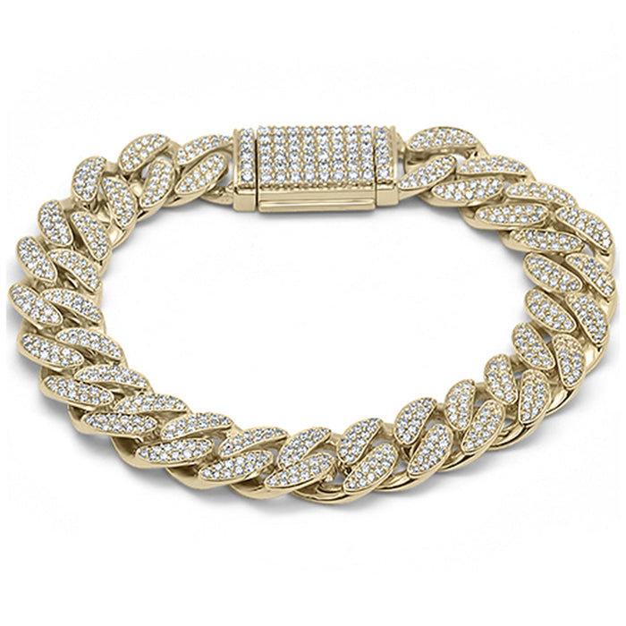 DIAMOND CLOSEOUT! 15MM 8.26ct G SI 10K Yellow Gold Diamond Round Cuban Link Bracelet 8.5" Long
