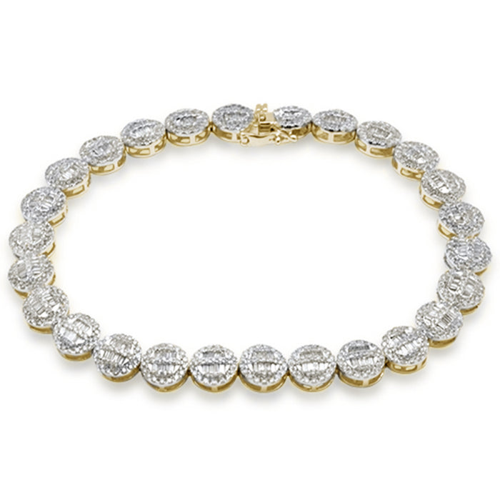 SPECIAL! 4.63ct G SI 14K Yellow Gold Round & Baguette Diamond Tennis Bracelet 8" Long