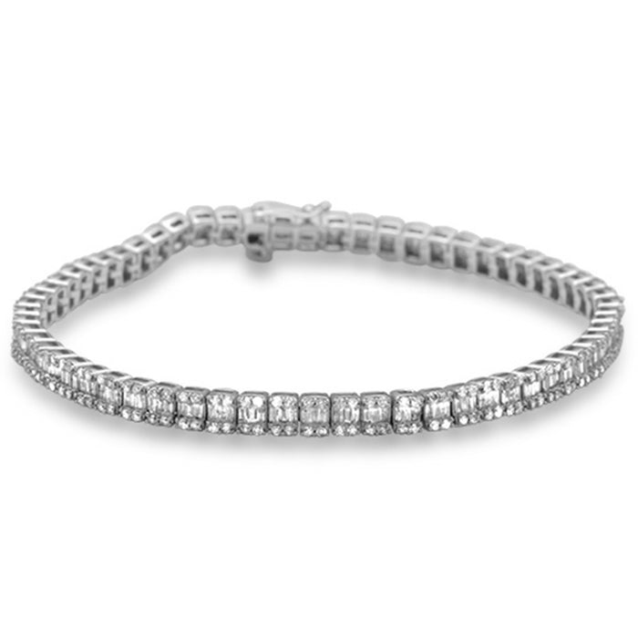 DIAMOND CLOSEOUT! 4.03ct G SI 14K White Gold Round & Baguette Diamond Tennis Bracelet