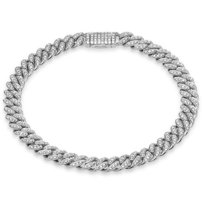 SPECIAL! 7mm 1.97ct G SI 14K White Gold Diamond Round Cuban Bracelet 8"