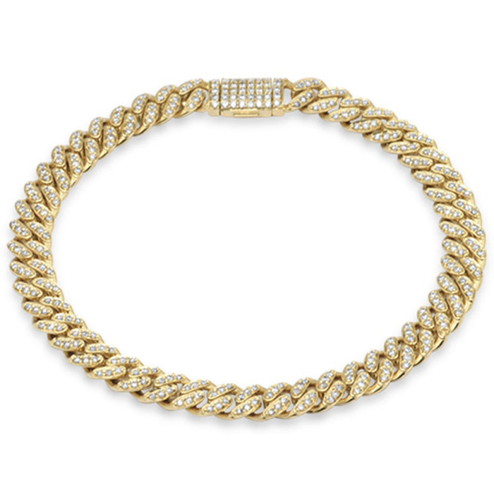 SPECIAL! 7MM 1.62ct G SI 14K Yellow Gold Diamond Round Cuban Bracelet 8"
