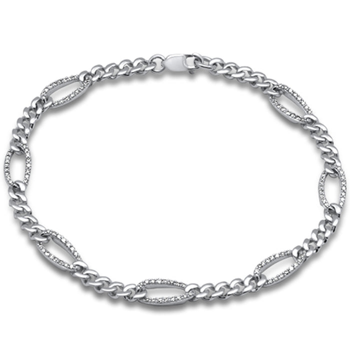 DIAMOND CLOSEOUT! .49ct G SI 14K White Gold Diamond Figaro Bracelet