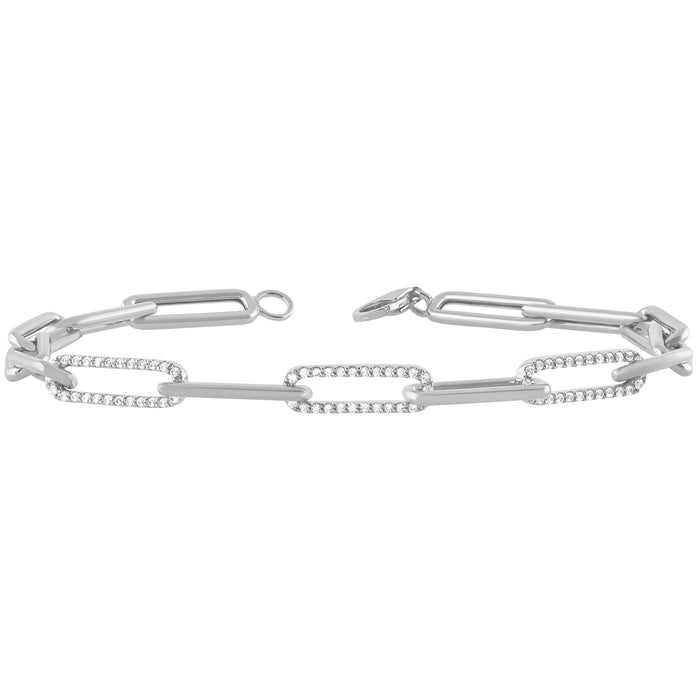 DIAMOND CLOSEOUT! .33ct G SI 14K White Gold Diamond Paperclip Bracelet 7" Long