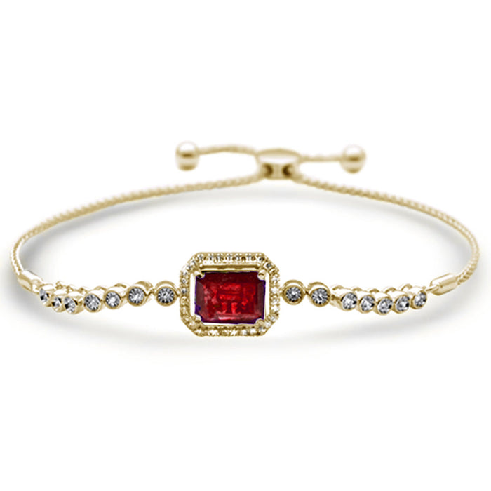 GEMSTONE CLOSEOUT 4.57ct G SI 14K Yellow Gold Diamond & Ruby Adjustable Gemstone Bola Bracelet