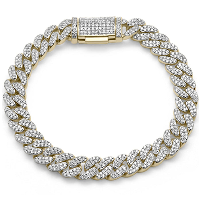 SPECIAL! 9mm 2.35ct G SI 14K Two Tone Gold Diamond Round Cuban Bracelet 8"