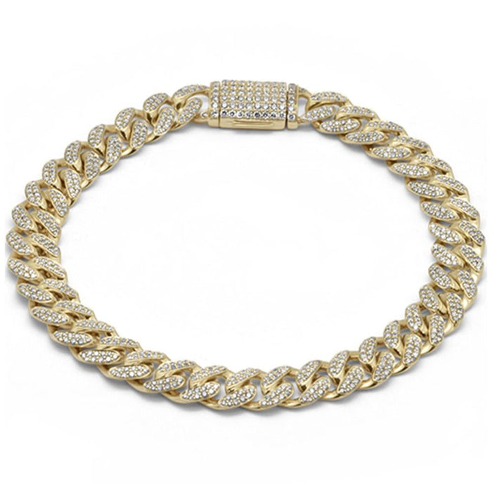 SPECIAL! 7mm 1.68ct G SI 14K Yellow Gold Diamond Round Cuban Bracelet 8"