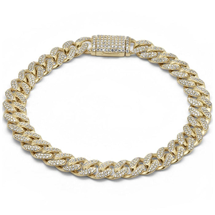 SPECIAL! 7mm 1.66ct G SI 14K Yellow Gold Diamond Round Cuban Bracelet 8"