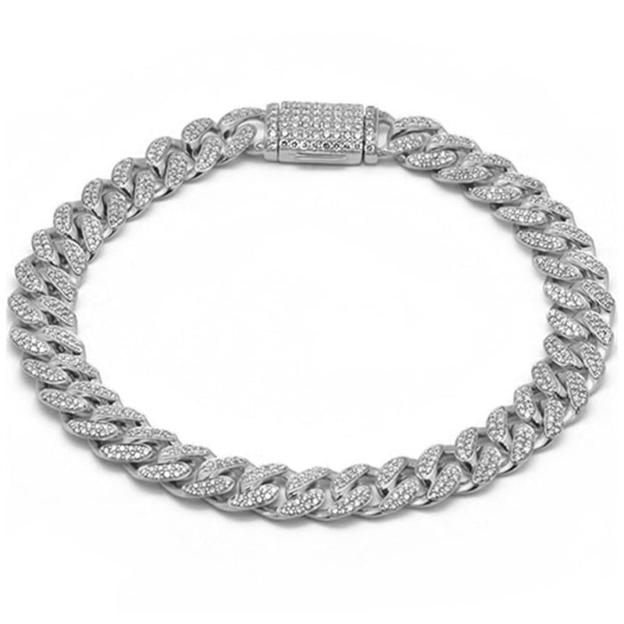 SPECIAL!7mm 1.83ct G SI 14K White Gold Diamond Round Cuban Bracelet 8"
