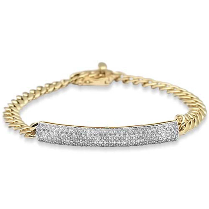 SPECIAL! 2.29ct G SI 14K Yellow Gold Uni-Sex Diamond Cuban Bracelet 7" Long