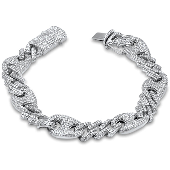 DIAMOND CLOSEOUT! 8.16ct G SI 14K White Gold Diamond Cuban Bracelet 8.5"
