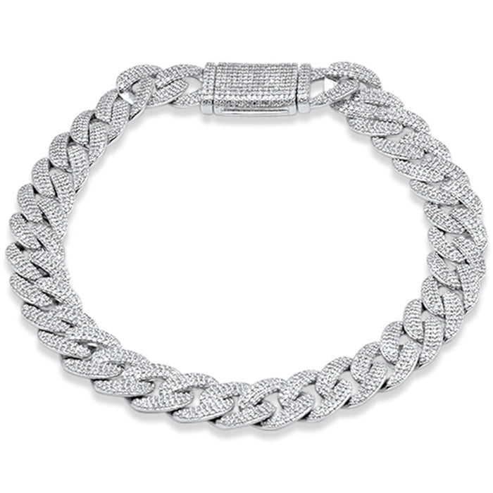 SPECIAL! 9MM 3.37ct G SI 14K White Gold Diamond Cuban Bracelet 8" Long