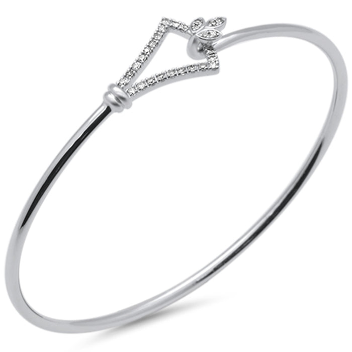 DIAMOND CLOSEOUT! .19ct G SI 14K White Gold Diamond Hook Bangle Bracelet 7" Long