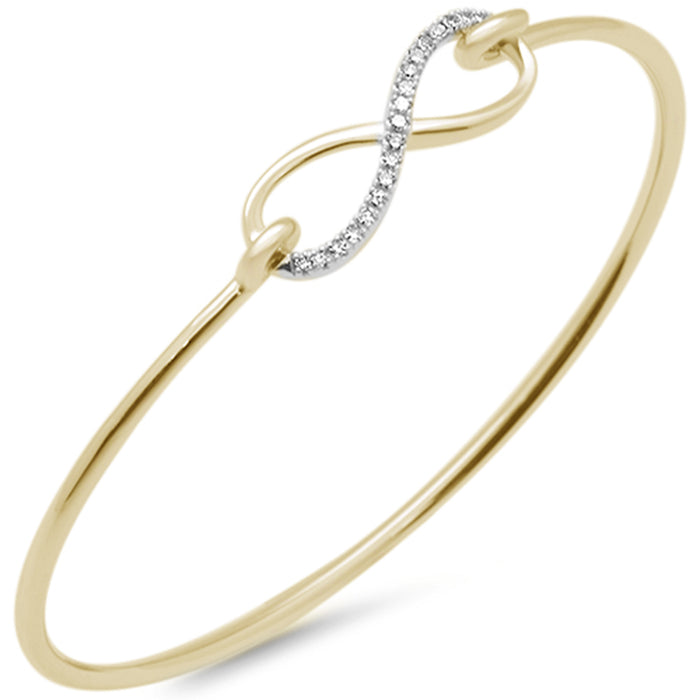 SPECIAL! .15ct G SI 14K Yellow Gold Diamond Infinity Hook Wrap Around Bangle Bracelet 7" Long