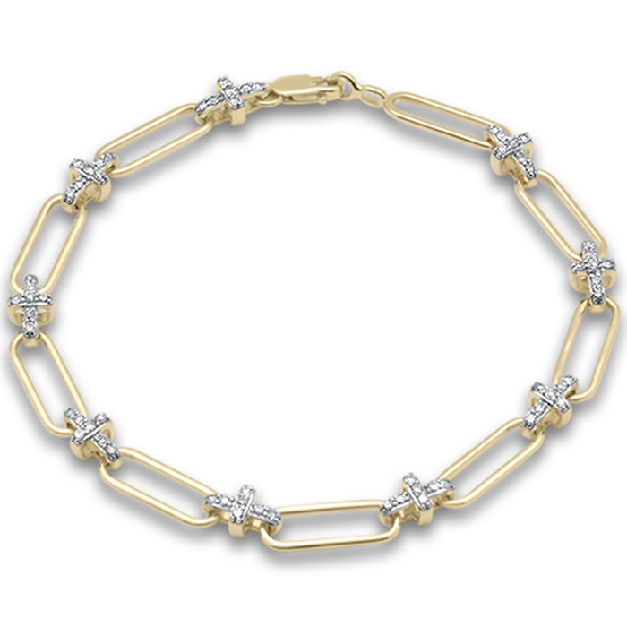 DIAMOND CLOSEOUT! .50ct G SI 14K Yellow Gold Diamond Paperclip Style Bracelet 7" Long