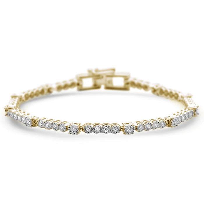 DIAMOND CLOSEOUT! 1.00ct G SI 14K Yellow Gold Diamond Miracle Illusion Bracelet 7" Long