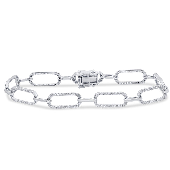 SPECIAL! 1.54ct G SI 14K White Gold Diamond Paperclip Style Bracelet 7" Long