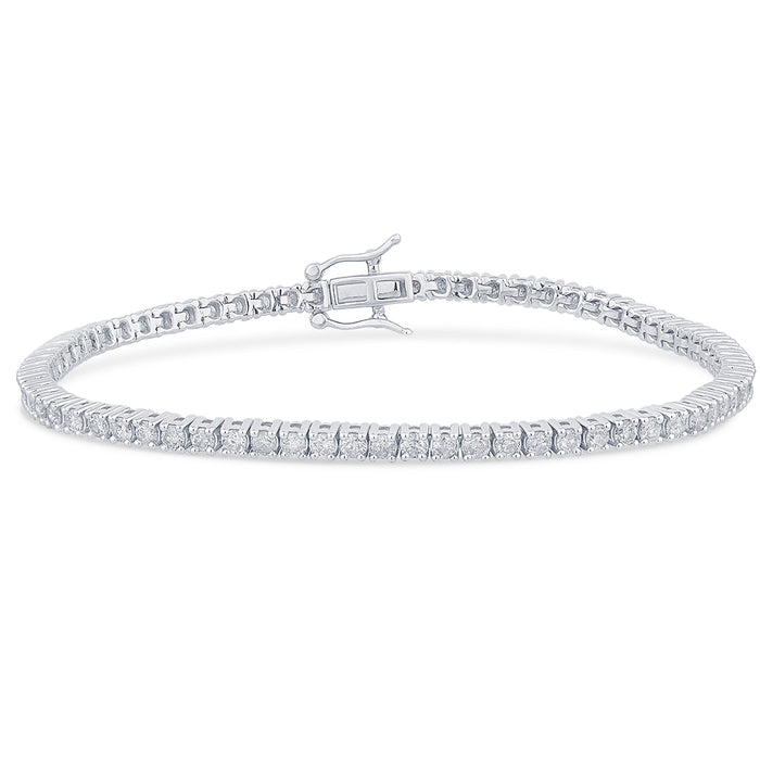 SPECIAL! 2.98ct G SI 14K White Gold Round Diamond Tennis Bracelet 7" Long