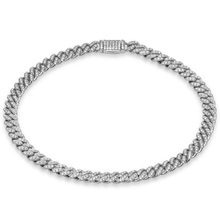SPECIAL! 5mm .69ct G SI 14K White Gold Diamond Round Cuban Bracelet 7"