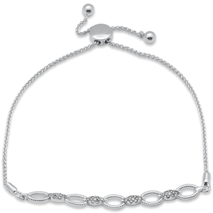 DIAMOND CLOSEOUT! .25ct G SI 14K White Gold Diamond Marquee Shaped Adjustable Link Bracelet