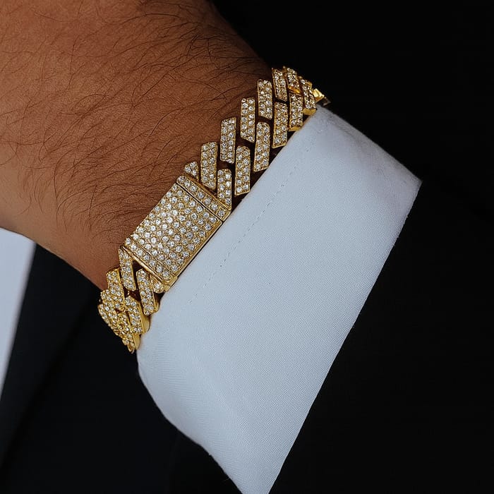 DIAMOND CLOSEOUT! 18MM 16.07ct G SI 14K Yellow Gold Diamond Square Cuban Bracelet 8"