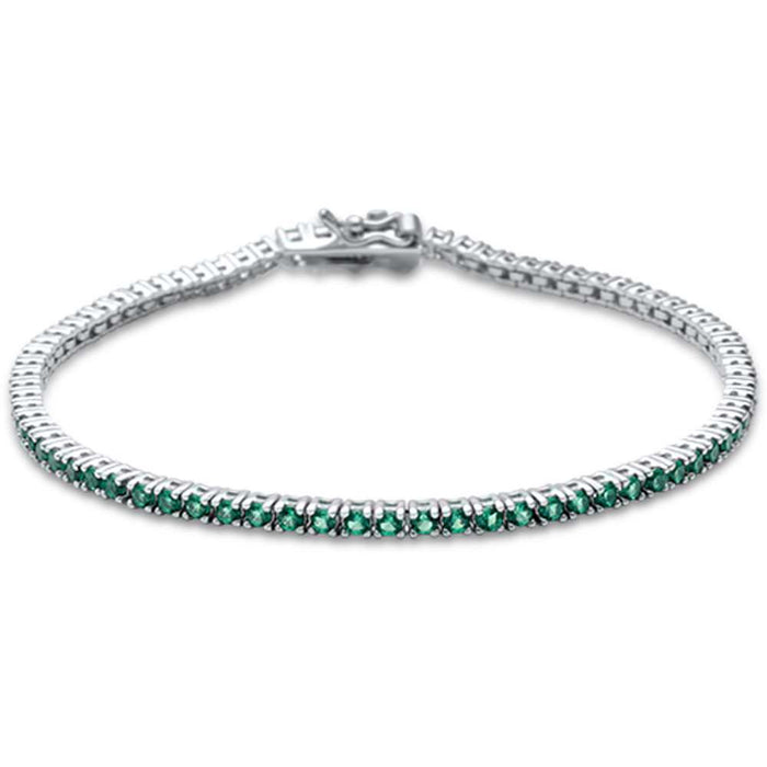 SPECIAL! 1.21ct 14K White Gold Natural Emerald Tennis Bracelet 7"