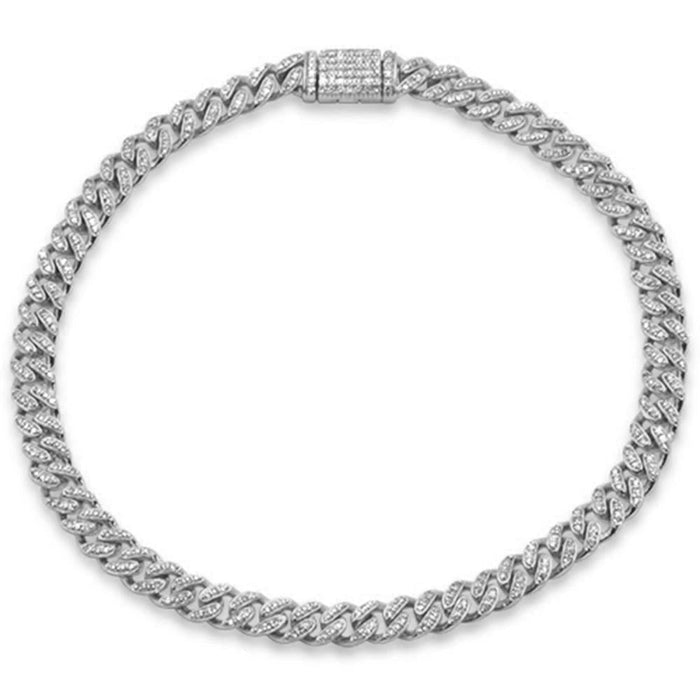 SPECIAL! 6mm .72ct G SI 14K White Gold Diamond Round Cuban Bracelet 6.5"
