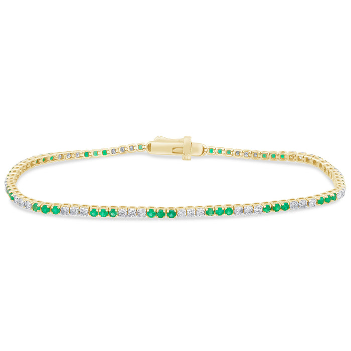 DIAMOND CLOSEOUT! 1.76ct G SI 14K Yellow Gold Emerald & Diamond Tennis Bracelet 7" Long