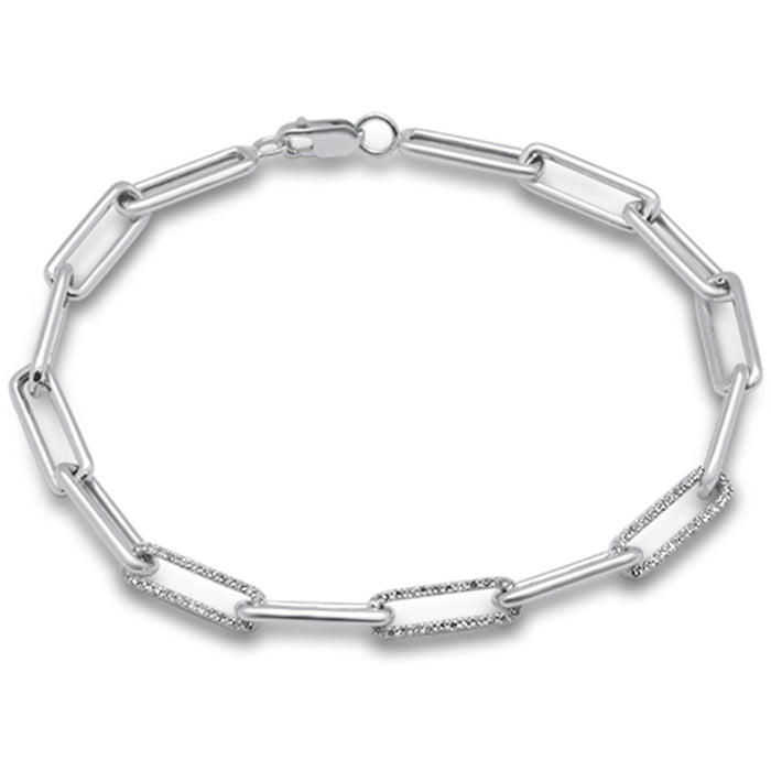 DIAMOND CLOSEOUT! .64ct G SI 14K White Gold Diamond Paperclip Bracelet 7.25" Long