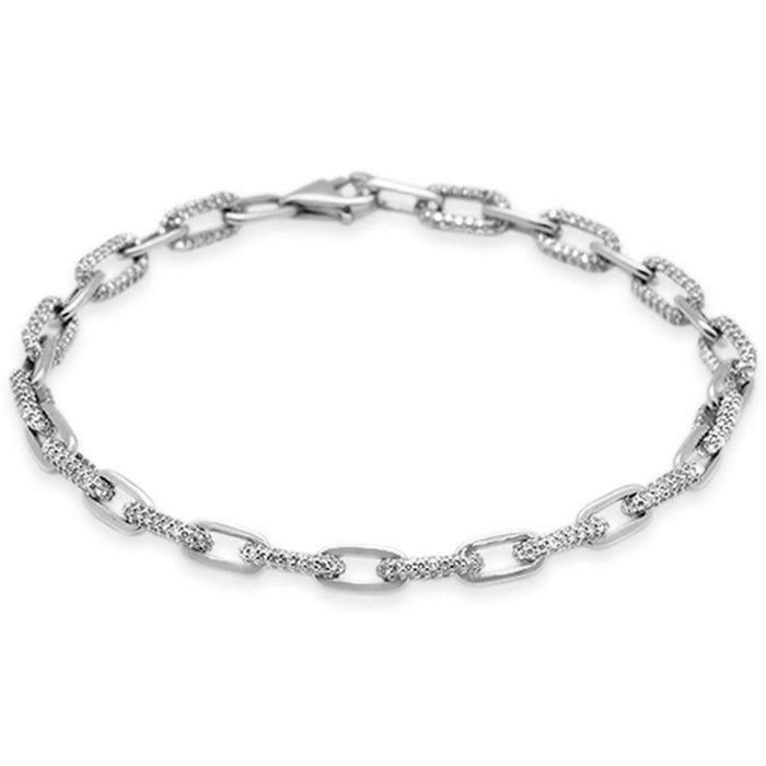 SPECIAL!1.64ct G SI 14K White Gold Diamond Paperclip Style Bracelet 7.5" Long