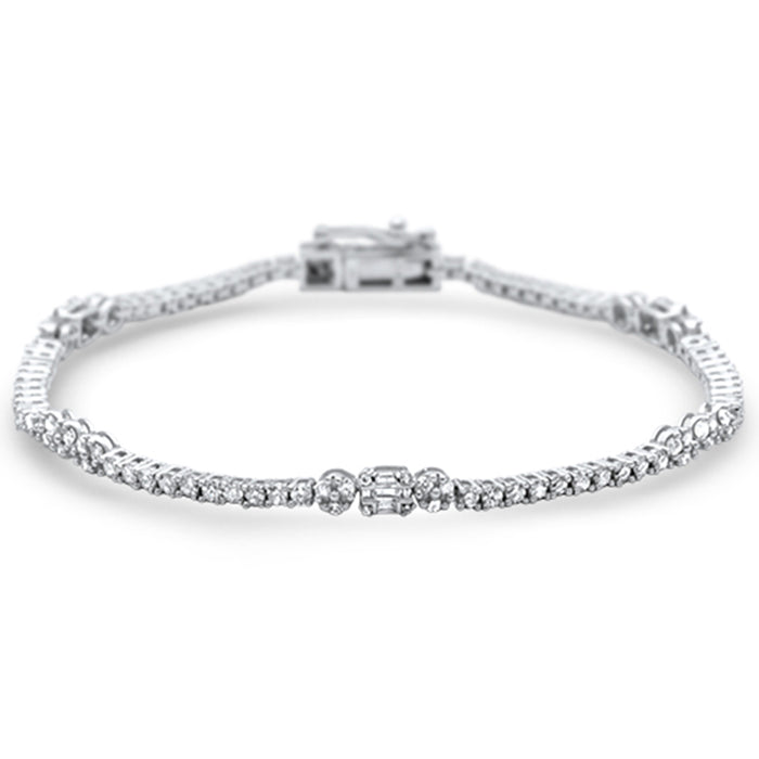 DIAMOND CLOSEOUT! 2.04ct G SI 14K White Gold Round & Baguette Diamond Tennis Bracelet 7" Long
