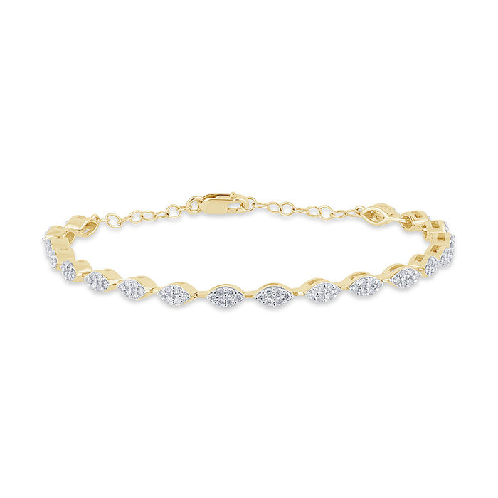 SPECIAL! .81ct G SI 14K Yellow Gold Diamond Marquise Shape Bracelet 5+2" Ext