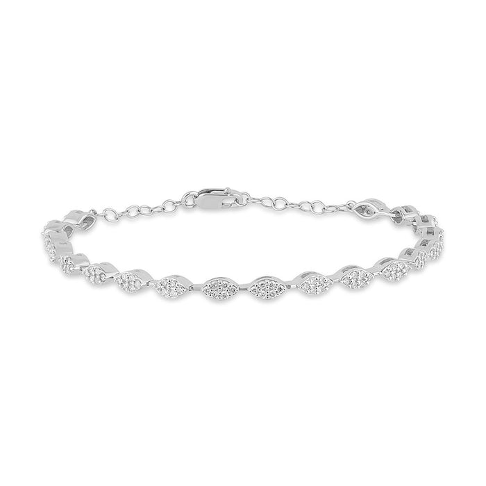 SPECIAL! .81ct G SI 14K White Gold Diamond Marquise Shape Bracelet 5+2" Ext
