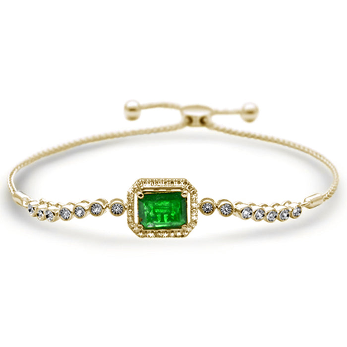 SPECIAL! 2.49ct G SI 14K Yellow Gold Diamond & Emerald Adjustable Gemstone Bola Bracelet