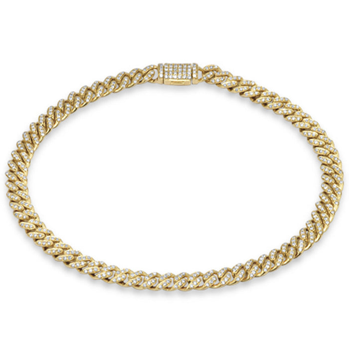 SPECIAL! 5mm 0.73ct G SI 14K Yellow Gold Diamond Round Cuban Bracelet 8"