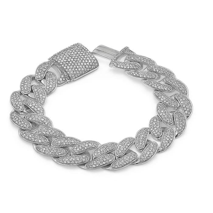 SPECIAL! 9mm 2.28ct G SI 14K White Gold Diamond Round Cuban Bracelet 8"
