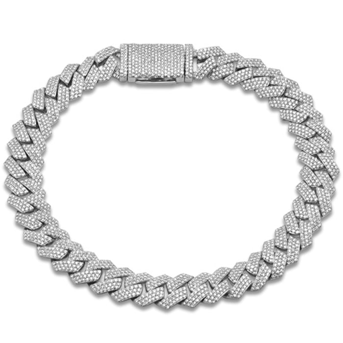 SPECIAL! 9MM 3.11ct G SI 14K White Gold Diamond Micro Pave Cuban Square Link Bracelet 8"