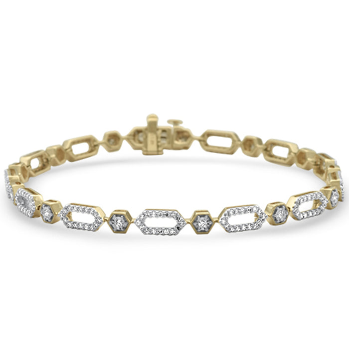 DIAMOND CLOSEOUT! .99ct G SI 14K Yellow Gold Diamond Paper Clip Style Bracelet 7" Long