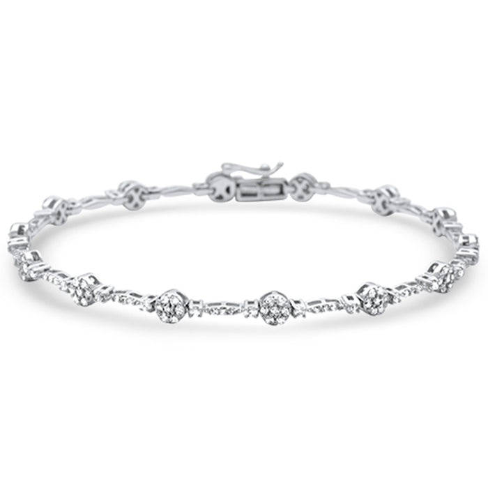 DIAMOND CLOSEOUT! 1.24ct G SI 14K White Gold Diamond Round Shape link Bracelet 7.5" Long