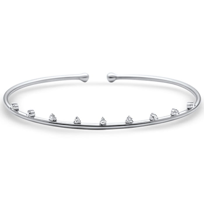 DIAMOND CLOSEOUT! .17ct G SI 14K White Gold Diamond Open Bangle Bracelet 56mm